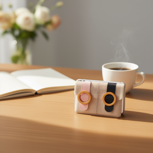 Sac de téléphone à boucle ronde 19x2x12cm en toile avec anneau en bois pour femme, accessoire de mode - Product Image 2