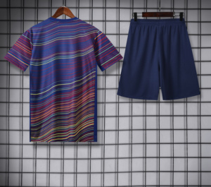 Equipación de Entrenamiento de Manga Corta a Rayas del <span class=keywords><strong>Barcelona</strong></span> 2025-2026 para Hombre, Camiseta de Fútbol de Secado Rápido - Product Image 2