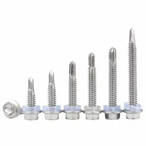 Screw DIN7504K Indented Hex Flange Head Self Drilling Screw With Epdm Washer Stainless Steel Self Drill Screw