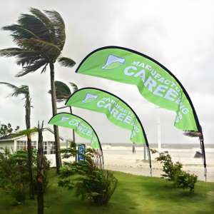 Publicité extérieure coupe-vent drapeau de plume de carbone fort bannière larme arc bloc drapeaux de plage poteau en fibre de verre promotionnel - Product Image 4