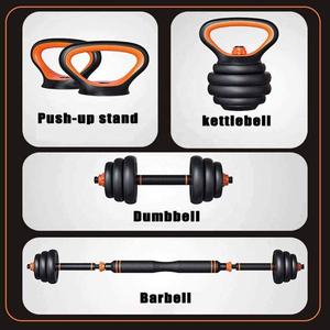 Ensemble d'haltères multifonction réglables de haute qualité avec barre en plastique remplie de sable et de ciment, orange et noir - Product Image 3