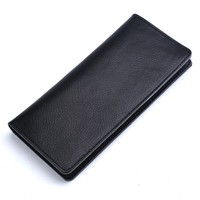Dompet kartu kulit sapi asli wanita, dompet panjang minimalis ramping fungsi kustom