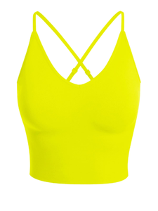 Sujetador deportivo para mujer con tirantes cruzados, cuello redondo, soporte medio, para yoga, fitness, correr, de secado rápido y transpirable - Product Image 1