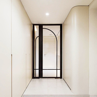 Villas Intérieur Cloison Portes Pivotantes en Verre Design, Portes d'Entrée Pivotantes en Verre Trempé Double Couche avec Fenêtres Latérales Fixes
