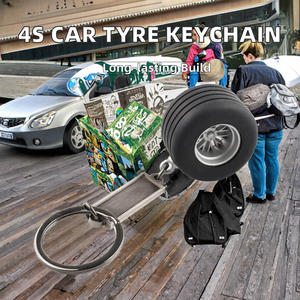 Porte-clés en acier inoxydable personnalisé pour club automobile 4S, cadeau promotionnel avec roue en caoutchouc, gadgets de pneus, style élégant - Product Image 2