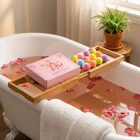 Lot de 12 bombes de bain personnalisables avec logo, parfum pêche, lys et menthe, pour une peau douce et un bain relaxant – Coffret cadeau
