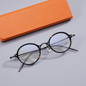 Monture de lunettes vintage ronde en acétate et métal pour hommes et femmes, avec rivets décoratifs, verres optiques, anti-lumière bleue, logo personnalisé, OEM - Product Image 3