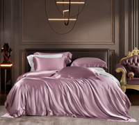 Literie en soie lilas pour hôtel de luxe Ensemble de 4 pièces 100% soie Durable et résistant à l'usure, prenant en charge les services de personnalisation du logo