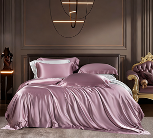 Khách sạn sang trọng Lilac bộ đồ giường lụa 4 mảnh đặt 100% lụa bền và chống mài mòn, hỗ trợ dịch vụ tùy biến Logo - Product Image 2
