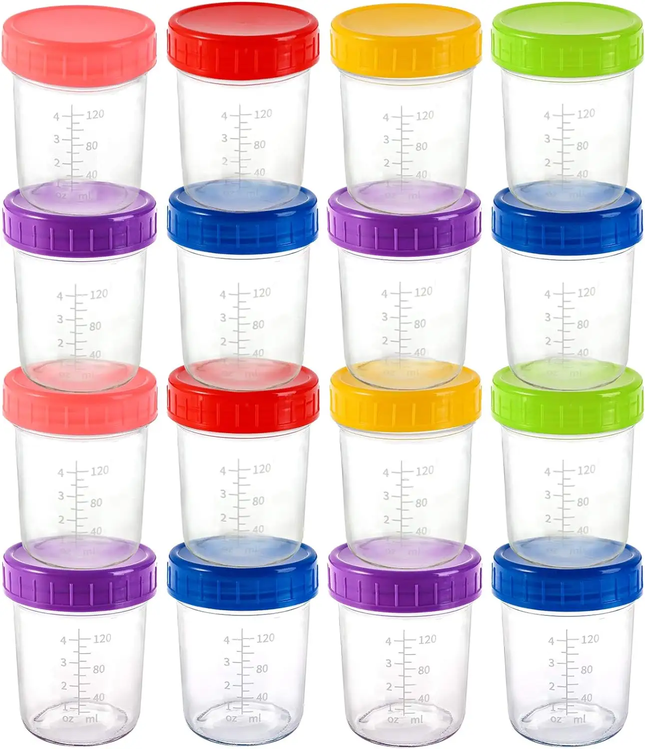แก้วเด็กขวดเก็บอาหาร 6 ออนซ์ 180ml ขวดแก้ว BPA ฟรีภาชนะนํามาใช้ใหม่ที่มีสีสันฝาปิดเครื่องหมายรั่วซึม jar อาหารเด็ก