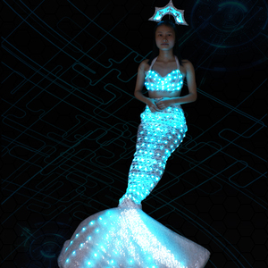 Costume da Sirena LED Fatto a Mano, Abbigliamento Luminoso per Spettacoli, Coda di Sirena con Paillettes Luminose per Feste in Bar, Spettacoli di Danza, Vendita all'Ingrosso - Product Image 1