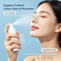 Spray fin pour le visage et le corps en plastique PET doux au toucher, avec logo personnalisé unique et forme ronde