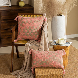 Un lato con nappe Boho stile federa chiusura con cerniera geometrica lombare supporto cuscino <span class=keywords><strong>per</strong></span> decorativo festa di nozze - Product Image 4