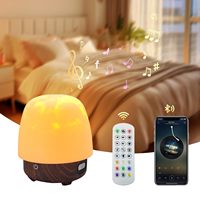 Projecteur d'ondes océaniques avec haut-parleur Aurora, base en bois, design contemporain pour chambre à coucher, LED blanc chaud, rechargeable sans fil