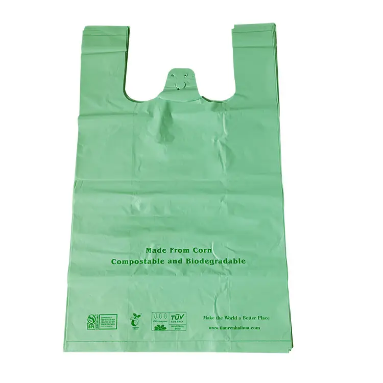 मजबूत कस्टम प्लास्टिक कचरा टी शर्ट घर खाद के लिए Biodegradable बैग कचरा बैग