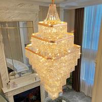 Lustre en cristal personnalisé PM pour villa américaine, suspension pour salle de banquet, luminaire suspendu pour salon et loft en métal