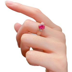 Nuevo producto Natural Pink Shell <span class=keywords><strong>Ruby</strong></span> Red Diamond Ring Moda 925 Sterling Sliver Ring Goddess Noblewoman Ring - Product Image 1