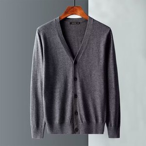 Cardigan simple et polyvalent de couleur unie, <span class=keywords><strong>pull</strong></span> pour homme, veste fine, tendance, ligne business, décontracté, printemps et automne, chemise en tricot - Product Image 6