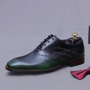 Latest <b>full</b>-grain leather fashionable laser-engraved men's office shoes with gradient color men's leather Dress Shoes & Oxfords - Product Image 5