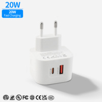 Adaptor Daya Ponsel Universal EU/US/UK USB A+Type-C Port 20W Pengisian Cepat QC3.0 Kabel Retractable untuk Kamera