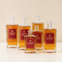 Bouteille en verre carrée de 500 ml et 750 ml, transparente, vide, recyclable, de qualité alimentaire, à joint hermétique, pour whisky, brandy, gin, avec bouchon en liège – Offre Spéciale