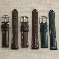 Bracelet de montre en cuir véritable pour homme, style vintage, en cuir de vachette Crazy Horse, boucle à ardillon, 24 mm/26 mm