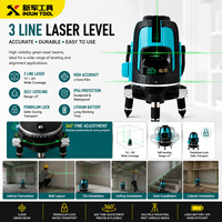 Niveau laser industriel 3D 360° 4D à faisceau vert super lumineux, 5 points, auto-nivelant, 3 m