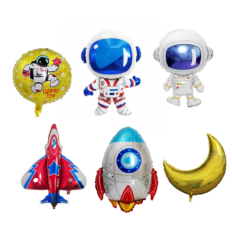 Оптовая продажа, высококачественные воздушные шары в космическом стиле, украшения для вечеринки, алюминиевые шары, многоцветный лунный шар, набор воздушных шаров в виде ракеты