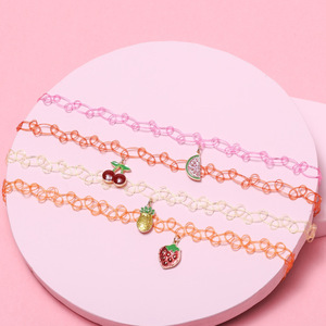 Colliers ras du <span class=keywords><strong>cou</strong></span> pour jeunes filles, mignon, à la mode, pendentif en forme de pastèque, cerise, fraise, ananas, poisson, tatouages, nouvelle collection, - Product Image 1