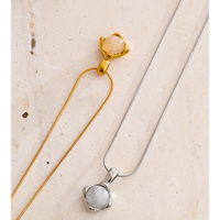 JINYOU-Collier classique avec pendentif en pierre naturelle, quartz blanc, étanche, en acier inoxydable, 1505