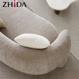 ज़िदा फ्रैंच लक्जरी रेट्रो शैली क्रीम सेशनल सोफा छोटे अपार्टमेंट के लिए घुमावदार कपड़े - Product Image 4