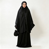 Ensemble Khimar noir pour femmes, pochette de voyage, vêtements modestes, vêtements musulmans islamiques, prière