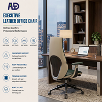 Chaise de bureau ergonomique pivotante en cuir à dossier haut réglable avec base chromée, chaise de direction inclinable pour la maison, le bureau et l'hôtel