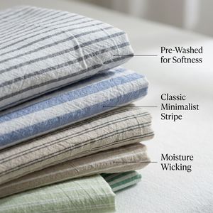 Housse de <span class=keywords><strong>couette</strong></span> 100% coton lavé, ensemble de literie rayé minimaliste pour lit simple, queen ou king size, textile de maison, 200TC, couvre-lit INS - Product Image 6