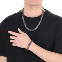 Bracelet pour homme en acier inoxydable, style vintage, avec chaîne torsadée en corde et collier chaîne os de dragon, ensemble de décoration style urbain