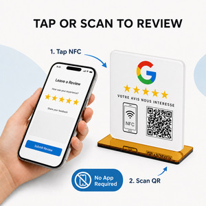 Support de menu de table en acrylique étanche avec code QR NFC RFID personnalisable pour avis Google, distance de lecture 1-10 cm, logo, 13,56 MHz, vente en gros - Product Image 3