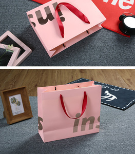 Luxury Pink Ribbon Shopping <strong>Paper</strong> <strong>Bag</strong> for Cosmetic Custom <strong>Logo</strong> <strong>Printed</strong> Hot Stamping Laser Bright Gold Quality Gift Packaging <strong>Bag</strong> - Product Image 4