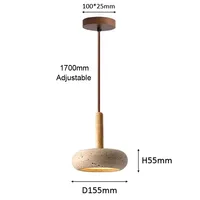 Suspension LED Wabi Sabi D150mm en pierre jaune 12W pour îlot de cuisine, table à manger, chevet, restaurant