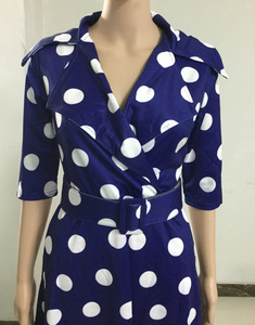 <span class=keywords><strong>Abito</strong></span> estivo CFA394 alla moda con colletto a <span class=keywords><strong>pois</strong></span>, <span class=keywords><strong>maniche</strong></span> a tre quarti, ampia gonna a ruota e cintura, stile africano. - Product Image 6