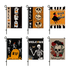 Personnalisé Halloween Lin Oxford <span class=keywords><strong>Tissu</strong></span> Jardin Drapeau Coloré Décoration Extérieure avec Imprimé Gobelins Squelettes Décor À La Maison Citrouilles - Product Image 5