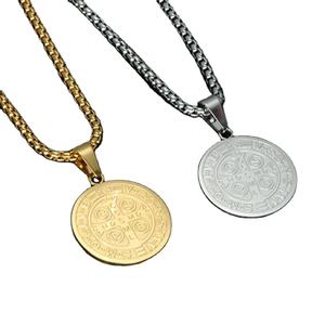 Edelstahl San Benito Halskette für Männer Frauen Katholische Saint Benedict Medaillon Anhänger Halskette Long Choker Schmuck - Product Image 1