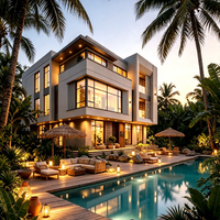 Villa modulaire moderne de luxe avec piscine, Grand Oasis, villa conteneur modulaire, resort tropical, villa préfabriquée