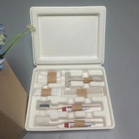 Scatola in Polpa Modellata Eco-Bio Bianca, Confezione a Conchiglia per Kit di Pulizia e Cura per Hotel