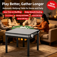 Table de mahjong automatique, table de jeu de mahjong électrique avec chargement USB, porte-gobelets, mélange rapide des cartes pour la famille et les amis