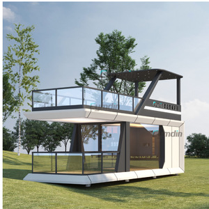 Casa Contenedor Moderna de Dos Pisos, Villa con Vivienda Integrada al Aire Libre, con Balcón de Vidrio y Estructura de Acero - Product Image 1