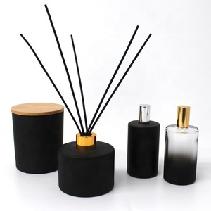 Tarros de vela negros esmerilados y botellas de perfume con tapa blanca para velas aromáticas de Navidad, bajo MOQ - Product Image 2
