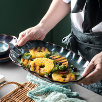 Offre Spéciale restaurants vaisselle en céramique au design japonais plats ronds assiettes à steak sous assiette en grès émaillé