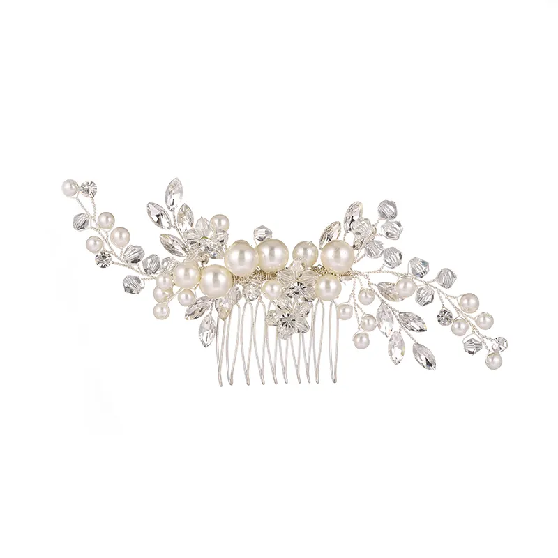 VENRAS Pearl Crystal Wedding Hair Combs Hair Accessories for Bridal Flower Headpiece Women Bride Hair ornaments Jewelry