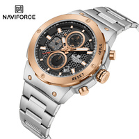 NAVIFORCE Officiel 8072 Montre de luxe haut de gamme pour hommes, bracelet en acier inoxydable, chronographe