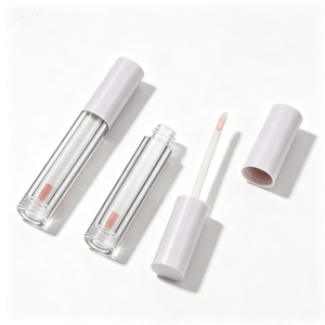 Tube de brillant à lèvres vide, transparent, rond, blanc, avec applicateur à baguette, rechargeable, anti-fuite, emballage cosmétique DIY, vente en gros - Product Image 1